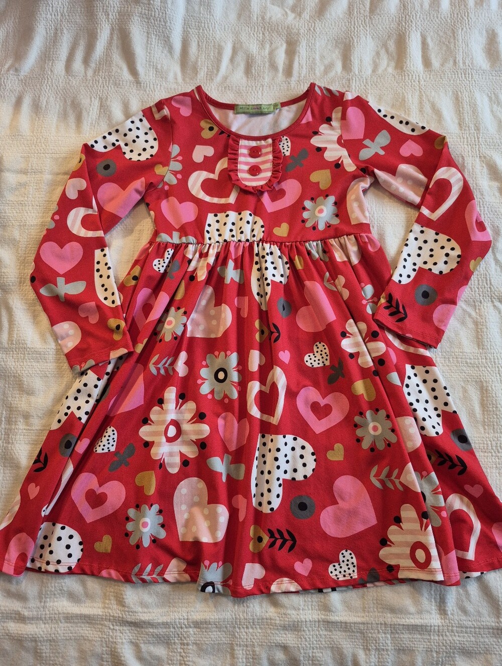 Millie Loves Lily girls size 10 long sleeve  dress heart design VGUC